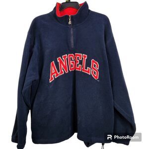 Champion Mens LA Angels Long Sleeve 1/4 Zip Pullover Sweatshirt Size Large